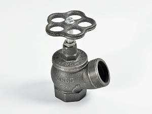 Клапан пожарный чугунный РПТК-1 угловой 125° (муфта-цапка)
