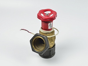 Клапан пожарный латунный КПЛ угловой 125° (цапка-цапка) с датчиком положения