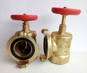 Клапан пожарный латунный КПАЛ угловой 90° (муфта-цапка) 51 мм